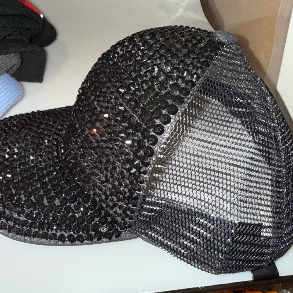 Black Rhinestone Cap - Picture 2 of 3